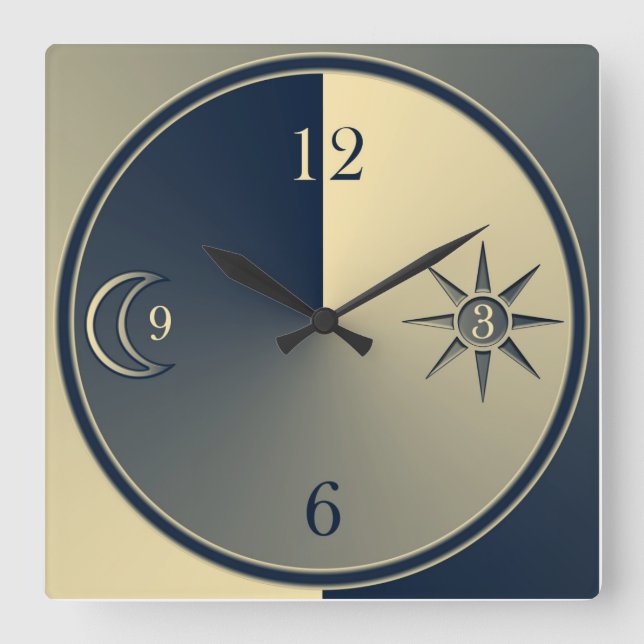 Elegant minimalistic night and day clock (Front)