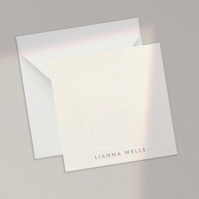 Elegant  Minimalistic Personalized Linen (image)  Note Card (Creator Uploaded)