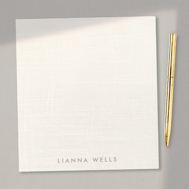 Elegant  Minimalistic Personalized Linen (image)  Notepad (Ivory Linen background notepad - EXPLORE COLLECTION BELOW)
