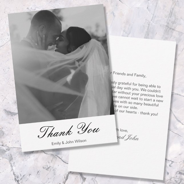 Elegant Minimalistic Personalized Message Wedding  Thank You Card (Creator Uploaded)