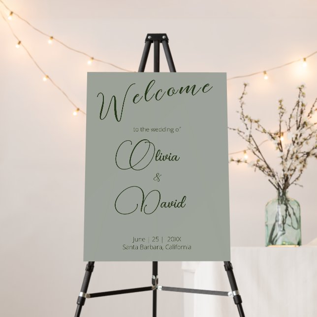 Elegant minimalistic Sage Green Wedding Foam Board (In Situ (Stand))