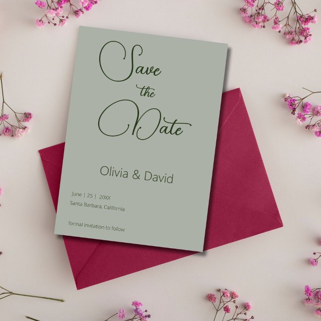 Elegant minimalistic Sage Green Wedding Invitation (Creator Uploaded)