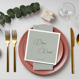 Elegant minimalistic Sage Green Wedding Napkins