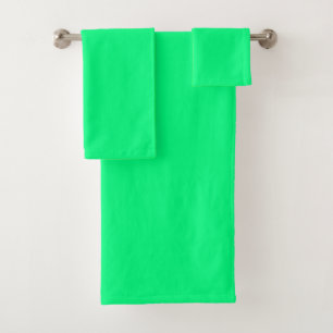 Elegant Minimalistic Solid Neon Spring Green Color Bath Towel Set