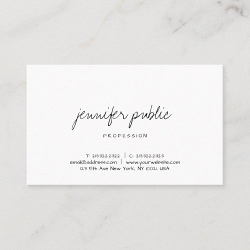 Elegant Minimalistic Template Modern Handwritten Business Card