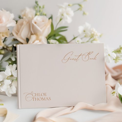 Elegant Minimlaist Pearl Color Wedding Guest Book