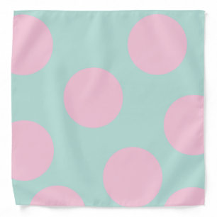 elegant mint and large pink polka dots pattern bandana