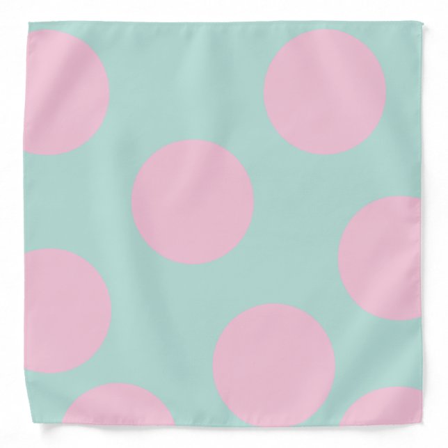 elegant mint and large pink polka dots pattern bandana (Front)