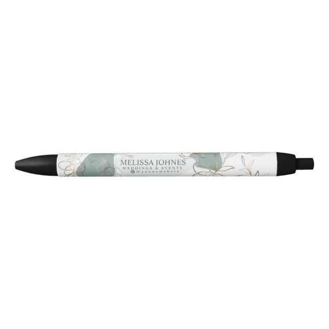 Elegant Mint and Moss Green Personalized Ink Pen (Front)
