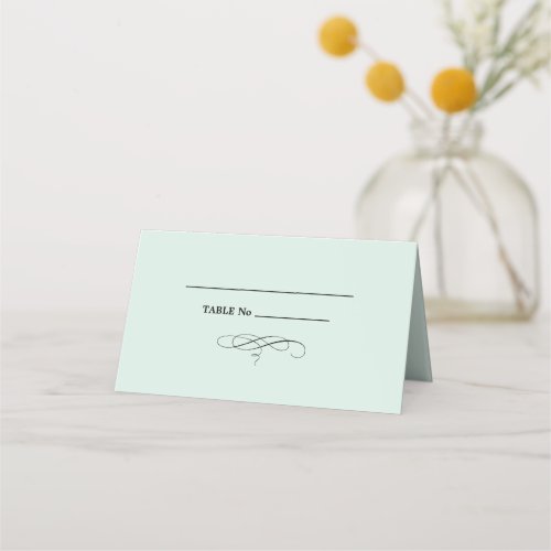 Elegant Mint  Black Wedding Table Place Card