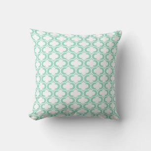 Elegant Mint Blue White Lattice Pattern Throw Pillow