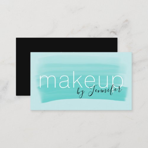Elegant mint brushstroke makeup artist business card