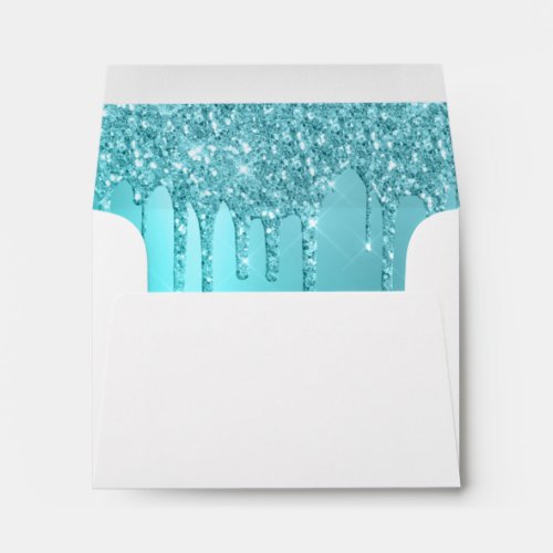 Elegant mint glitter drips envelope