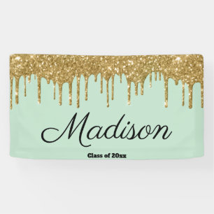 Elegant Mint & Gold Graduation Party Class of 2026 Banner
