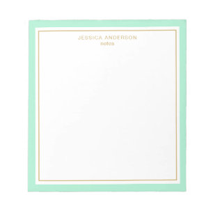 Elegant Mint Gold Personalized Notepad