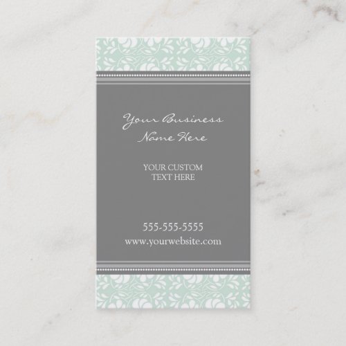 Elegant Mint Gray Damask Business Cards