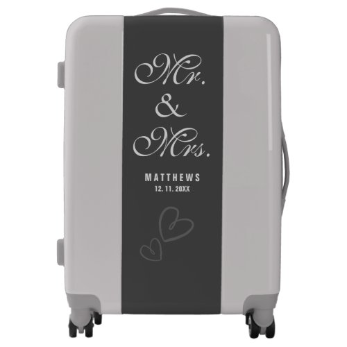 Elegant Mint gray Mr and Mrs Wedding Monogram Luggage