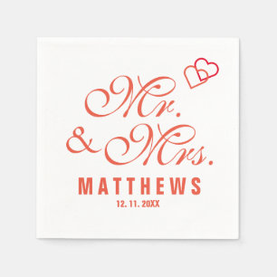 Elegant Mint gray Mr and Mrs Wedding Monogram Napk Napkins