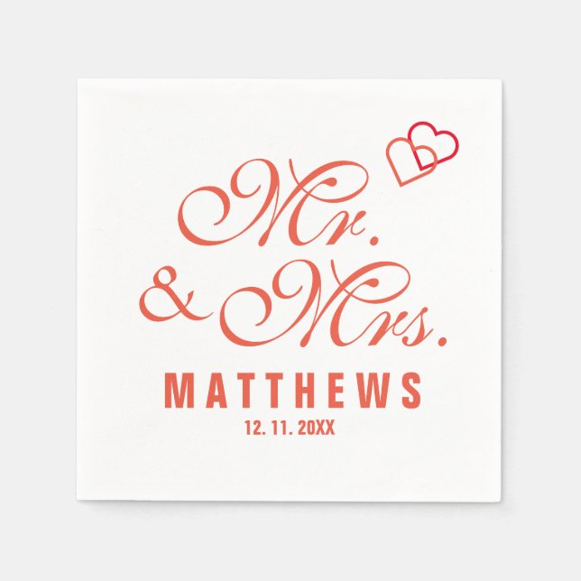 Elegant Mint gray Mr and Mrs Wedding Monogram Napk Napkins (Front)