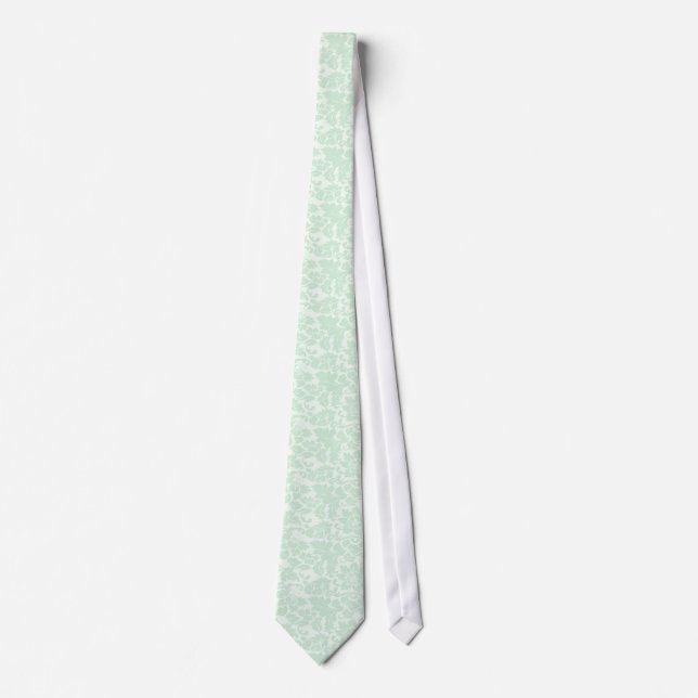 Elegant Mint-Green 2 Floral Damasks Neck Tie (Front)