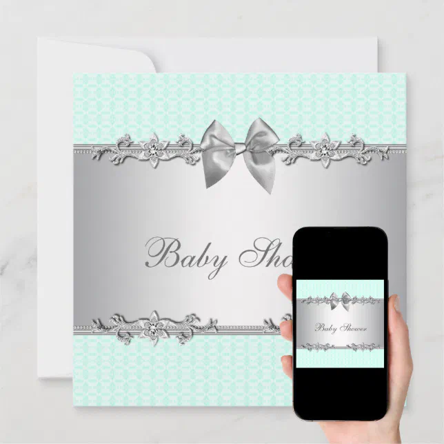 Elegant Mint Green Baby Shower Invitation Zazzle