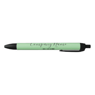 Elegant Mint Green Black Phone Number & Script  Pen