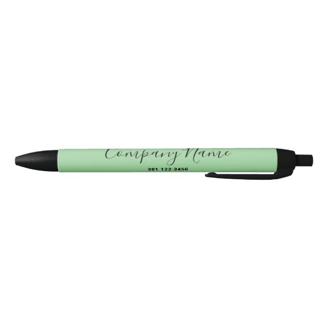 Elegant Mint Green Black Phone Number & Script  Pen (Bottom)