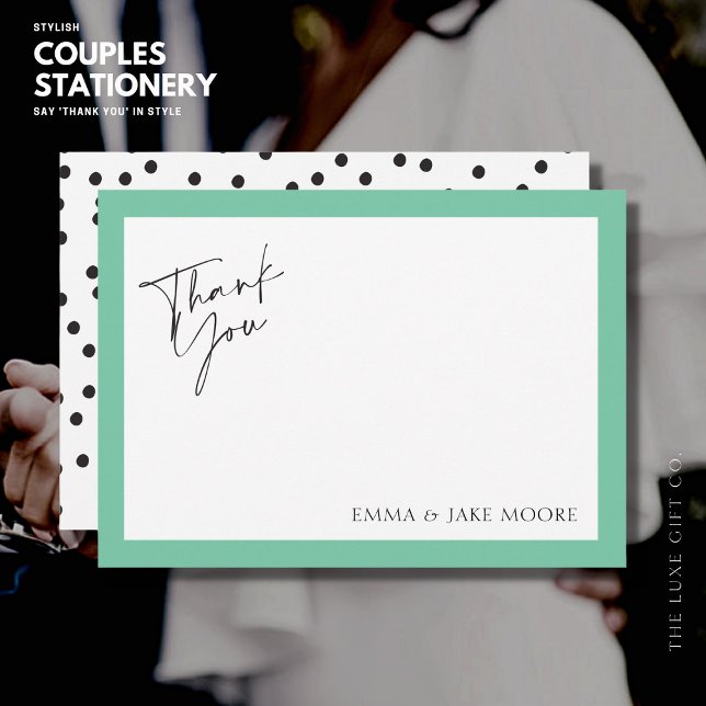 Elegant Mint Green Border Wedding Thank You Card (Creator Uploaded)