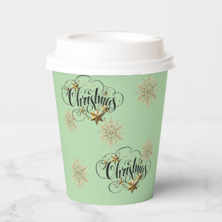 Elegant Mint Green Christmas Paper Coffee Cups wit