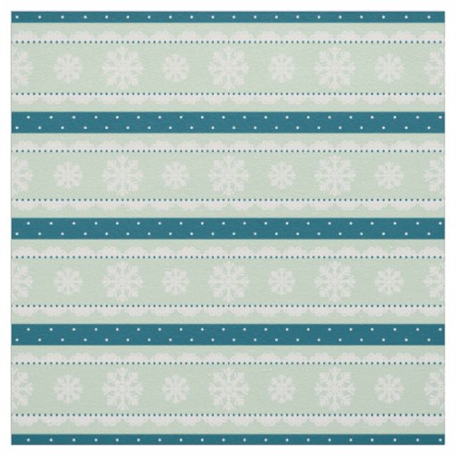Elegant Mint Green Christmas Snowflakes Design Fabric