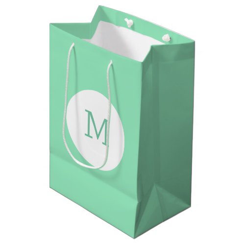 Elegant Mint Green Color Monogram Template Modern Medium Gift Bag