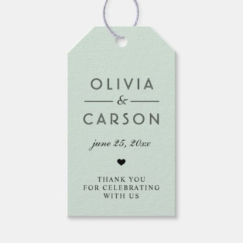 Elegant Mint Green Custom Wedding Monogram Gift Tags