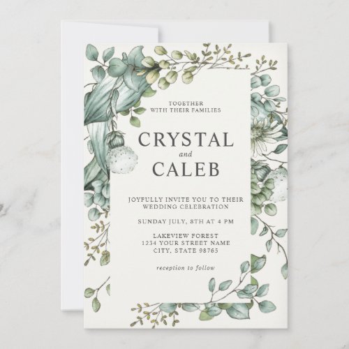 Elegant Mint Green Eucalyptus Foliage Wedding Invitation