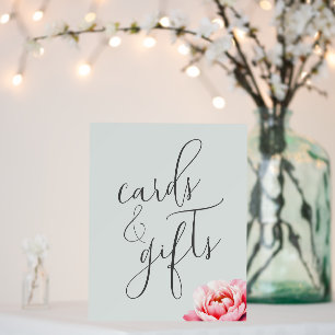 Elegant Mint Green Floral Cards & Gifts Sign