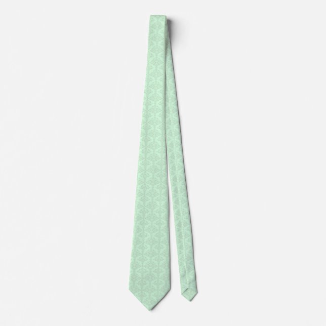 Elegant Mint-Green Floral Damasks 2 Tie (Front)