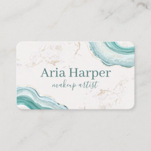 Elegant Mint Green Geode Gold Glitter Agate Business Card