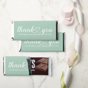 Elegant Mint Green Heart Script Wedding Hershey Bar Favors