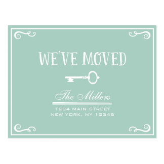 Elegant Mint Green Key Moving Announcement Postcard