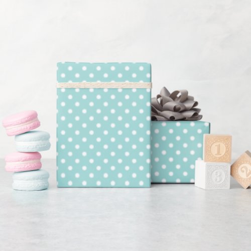 Elegant Mint Green Light Aqua Teal Dotted Pattern Wrapping Paper