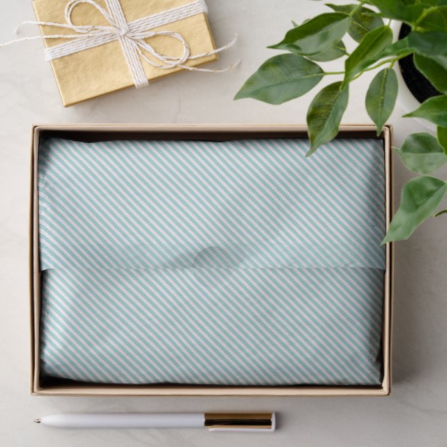 Elegant Mint Green Light Aqua Teal Stripes Pattern Tissue Paper (Gift)