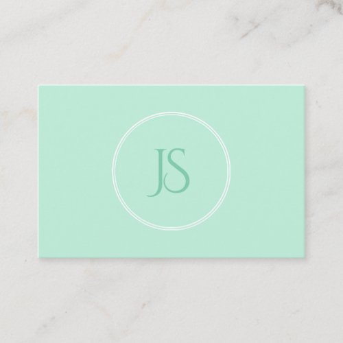 Elegant Mint Green Modern Monogram Simple Business Card