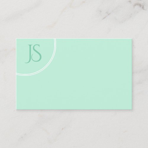 Elegant Mint Green Modern Monogram Simple Template Business Card