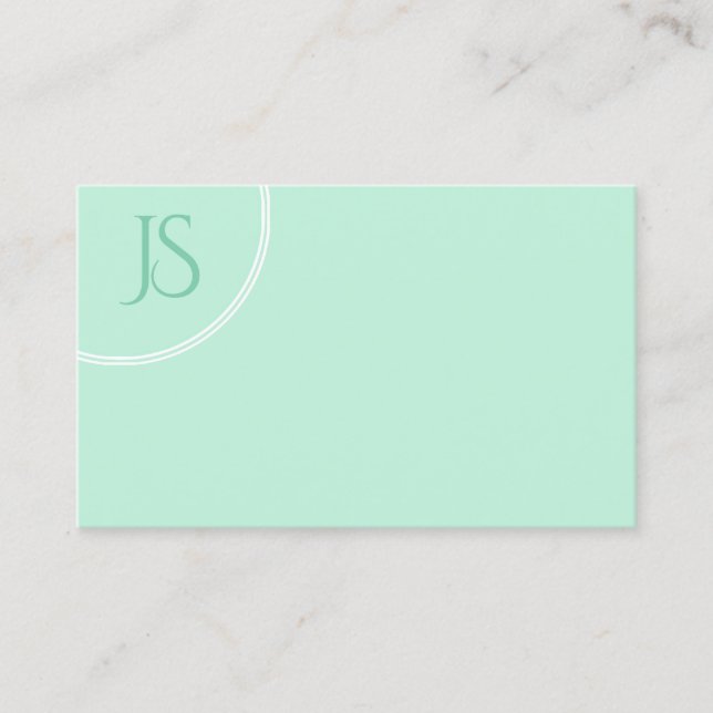 Elegant Mint Green Modern Monogram Simple Template Business Card (Front)