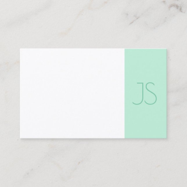 Elegant Mint Green Modern Monogram Template Trendy Business Card (Front)