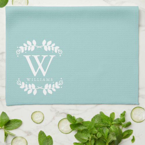 Elegant Mint Green Monogram Towel