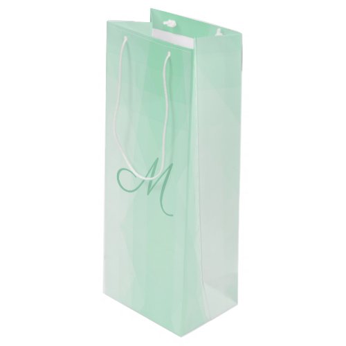 Elegant Mint Green Monogrammed Modern Template Wine Gift Bag