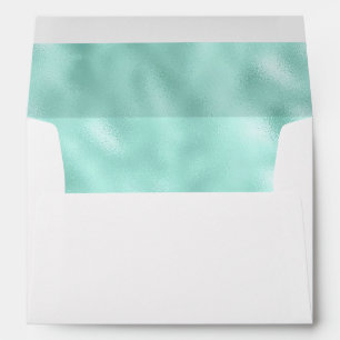 Elegant Mint Green Pastel Metallic Shiny Pretty Envelope