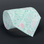 Elegant Mint Green & Pink Floral Paisley Neck Tie<br><div class="desc">This sweet color combination will help you celebrate that special occasion.  Timeless curved teardrop motifs are adorned with modern floral paisley graphics.</div>