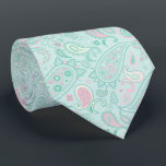Elegant Mint Green & Pink Floral Paisley Neck Tie<br><div class="desc">This sweet color combination will help you celebrate that special occasion.  Timeless curved teardrop motifs are adorned with modern floral paisley graphics.</div>