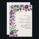 Elegant Mint Green Purple Floral 21st Birthday Invitation<br><div class="desc">Celebrate a milestone in style with this elegant 21st birthday invitation featuring a watercolor floral border in shades of purple, lavender, and soft green. The classic design highlights the party details with graceful typography, making it perfect for a special woman’s 21st birthday celebration. A timeless and sophisticated choice that sets...</div>